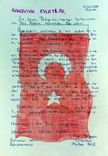 Kahramanmaraş'ta öğrencilerden güvenlik güçlerine mektup