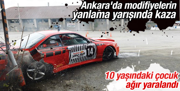 Ankara’daki yanlama yarışında kaza 